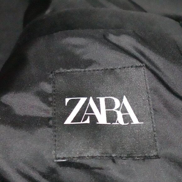 ZARA Velvet Jacket Men's Large Black Full Zip Pockets Long Sleeve MSRP $139 - Picture 4 of 13